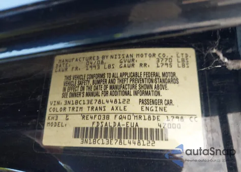 2008 Nissan Versa 1.8S from USA, damaged, VIN 3N1BC13E78L448122